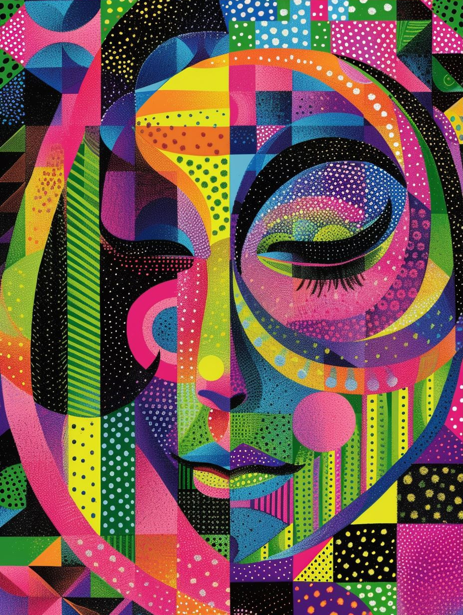 Vibrant Neon Geometric Portraits - Image 3