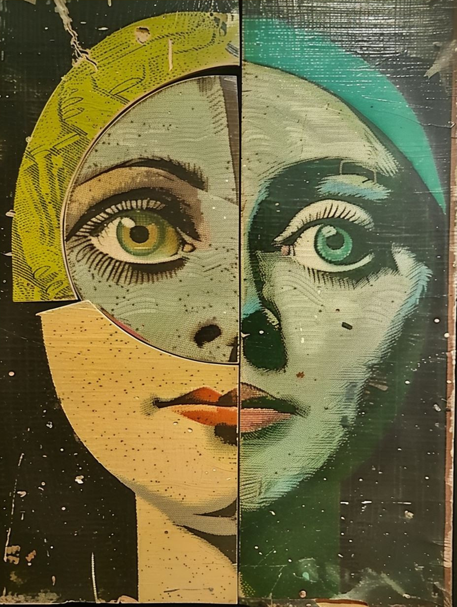 Fragmented Vintage Collage Portrait - Image 4