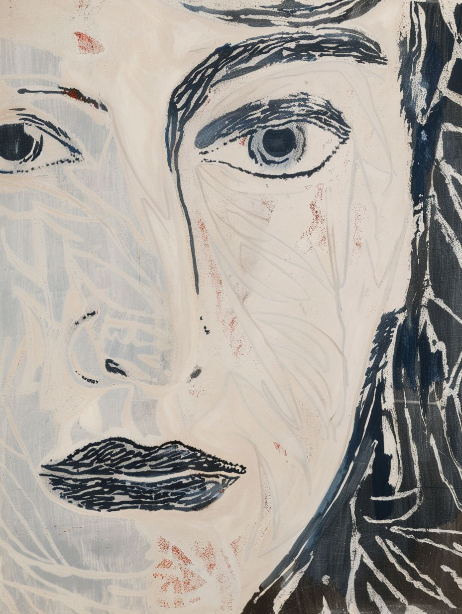 Fragmented Faces in Blue Ink - Image 3