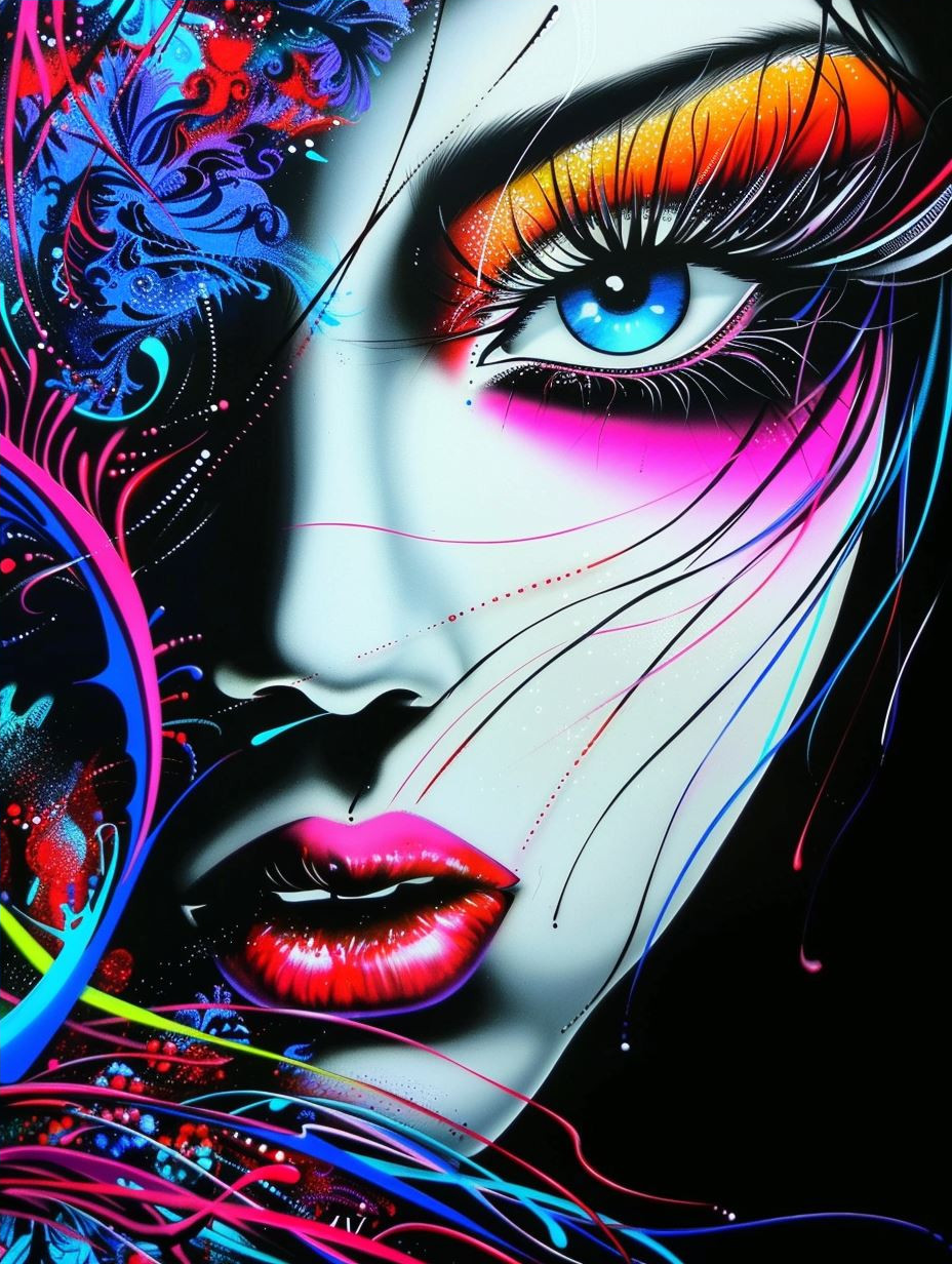Neon Dreams: A Quad-Portrait Study - Image 4