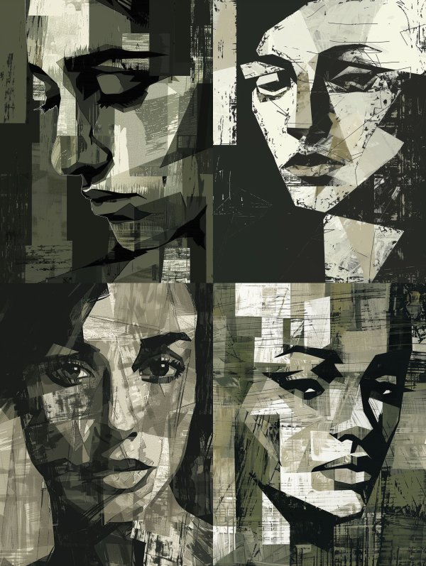 Fragmented Olive Geometric Portrait