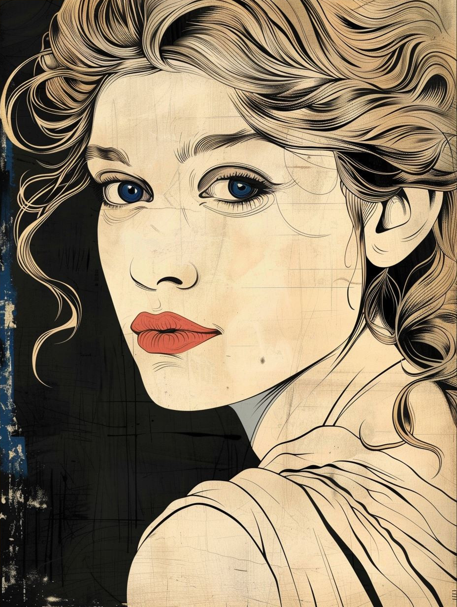 Elegant Ink Portrait Study - Image 4