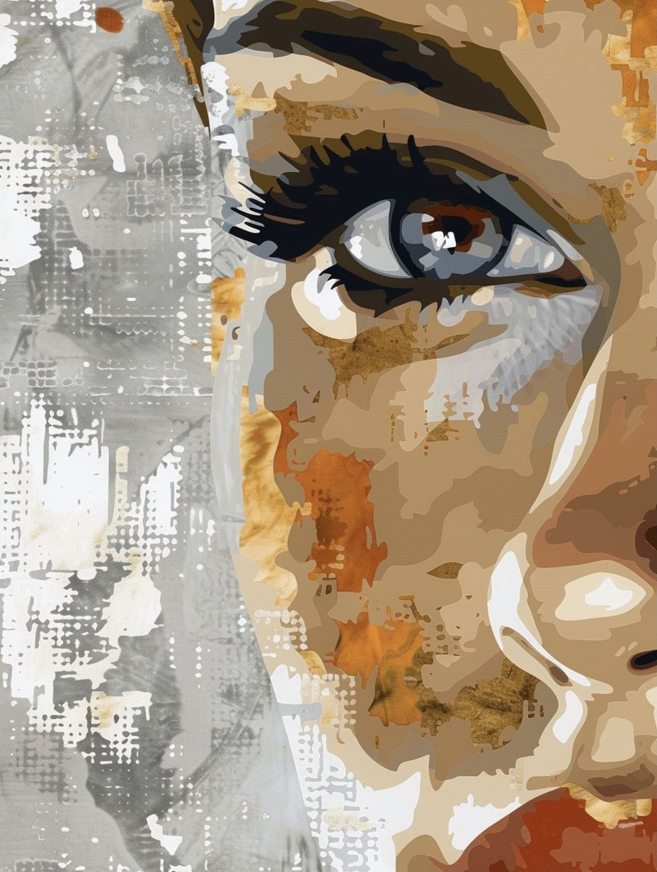 Fragmented Gaze in Earthy Tones - Image 1