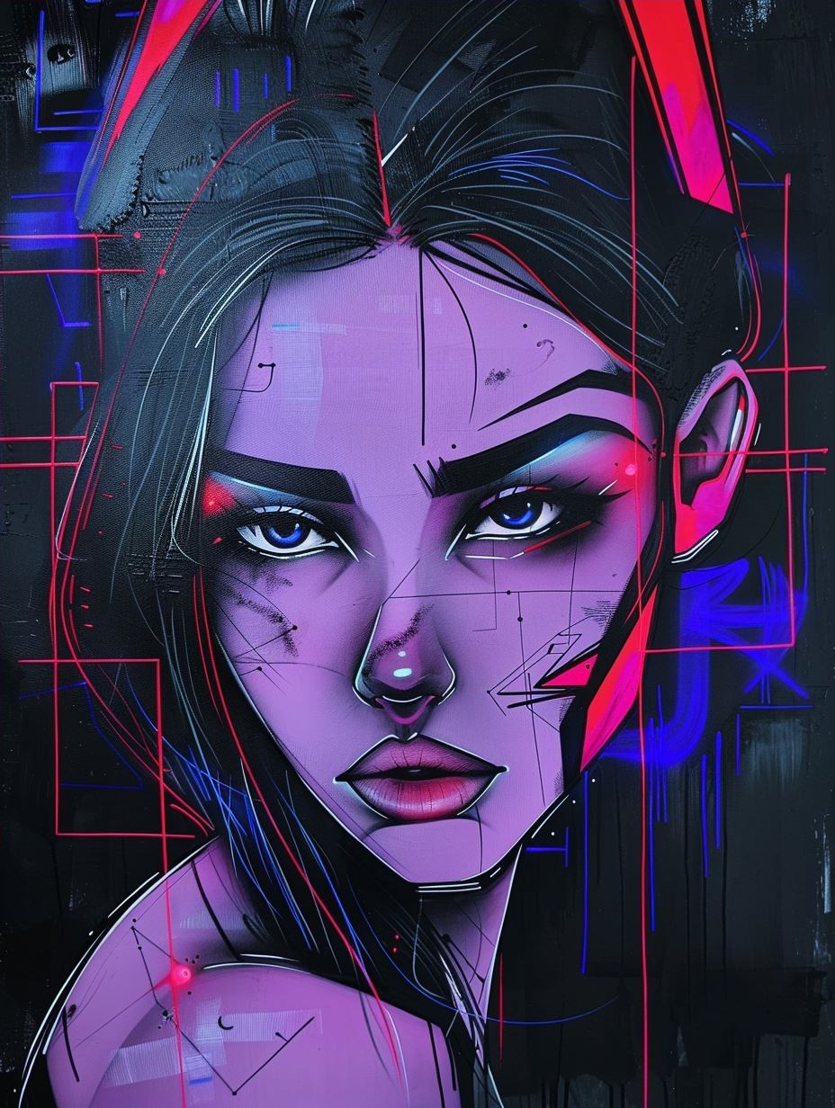 Neon Cyberpunk Portrait Study - Image 4