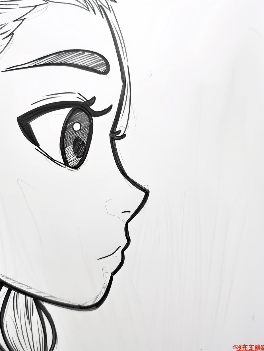 Minimalist Manga Ink Sketch - Image 4