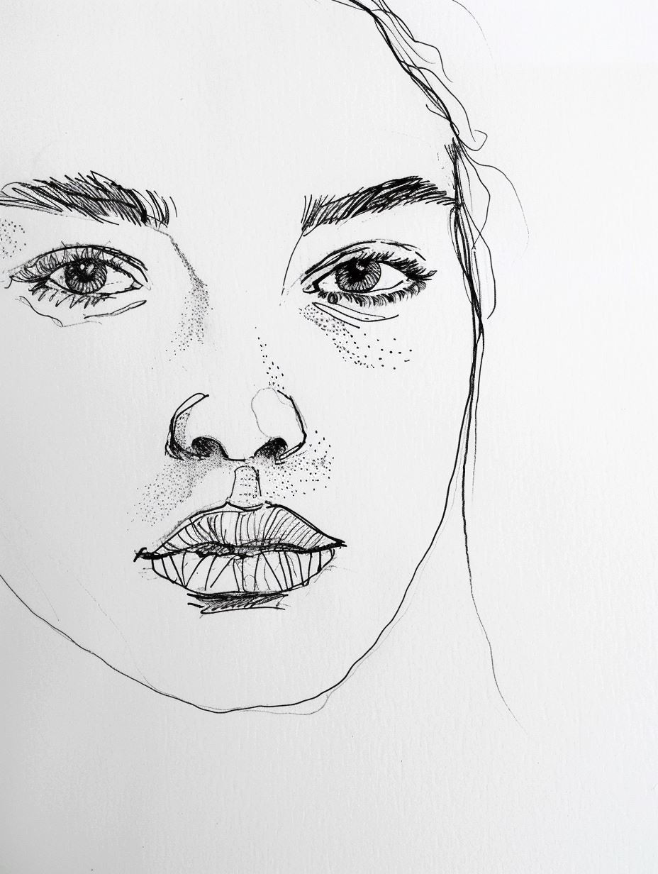 Minimalist Raw Pencil Portrait Studies - Image 1
