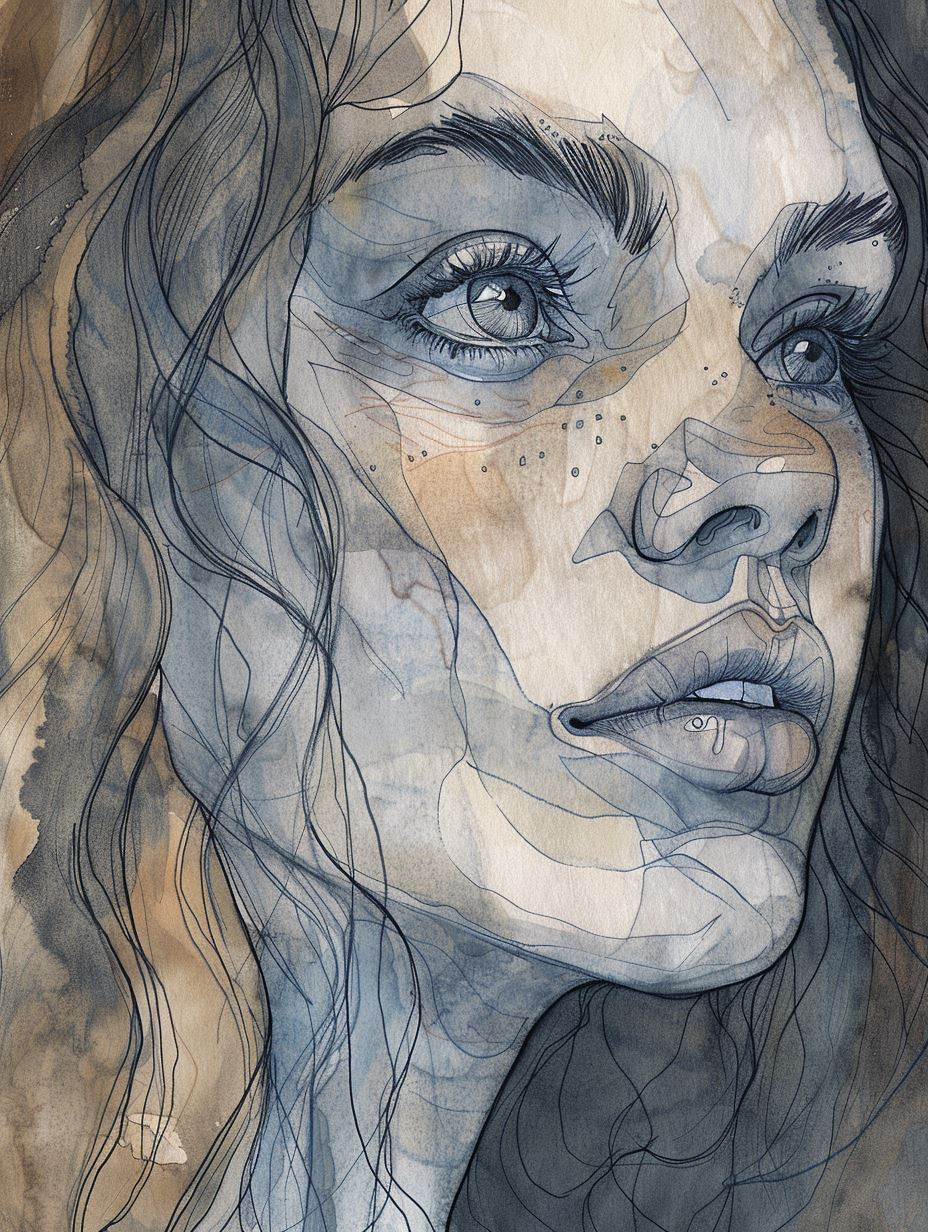 Ethereal Gazes in Blue and Gold - Image 2