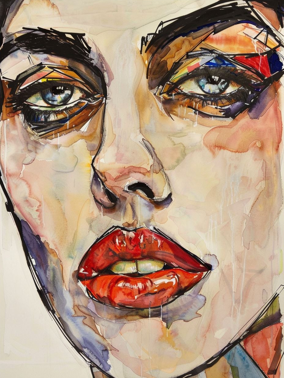 Fragmented Beauty: A Study in Watercolor - Image 4