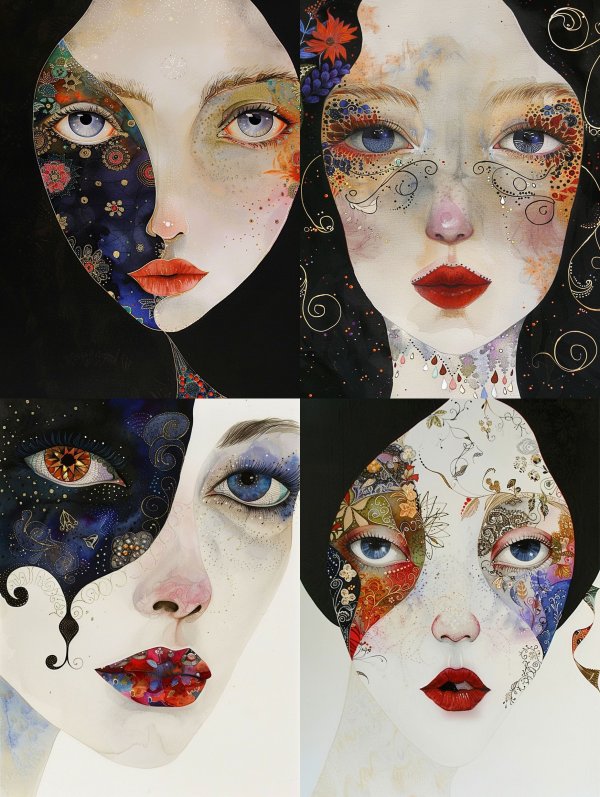 Surrealist Portraits of Ethereal Feminine Faces