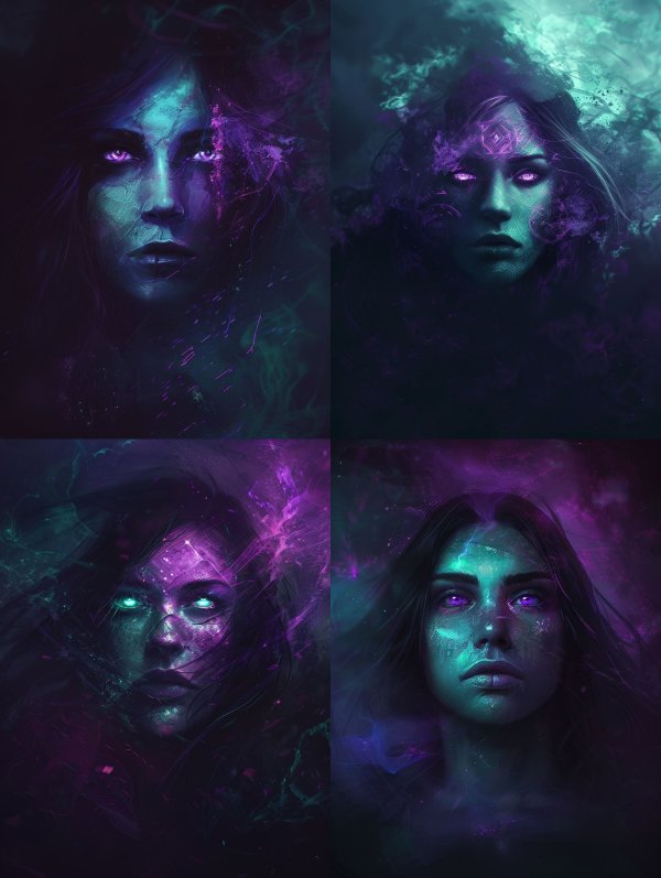 Ethereal Neon Cosmic Portraits