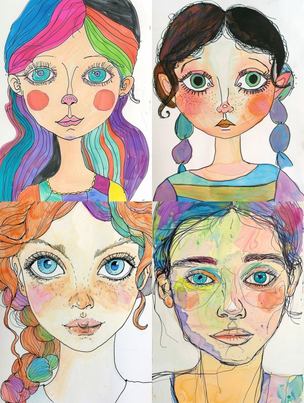 Whimsical Pastel Portrait Studies