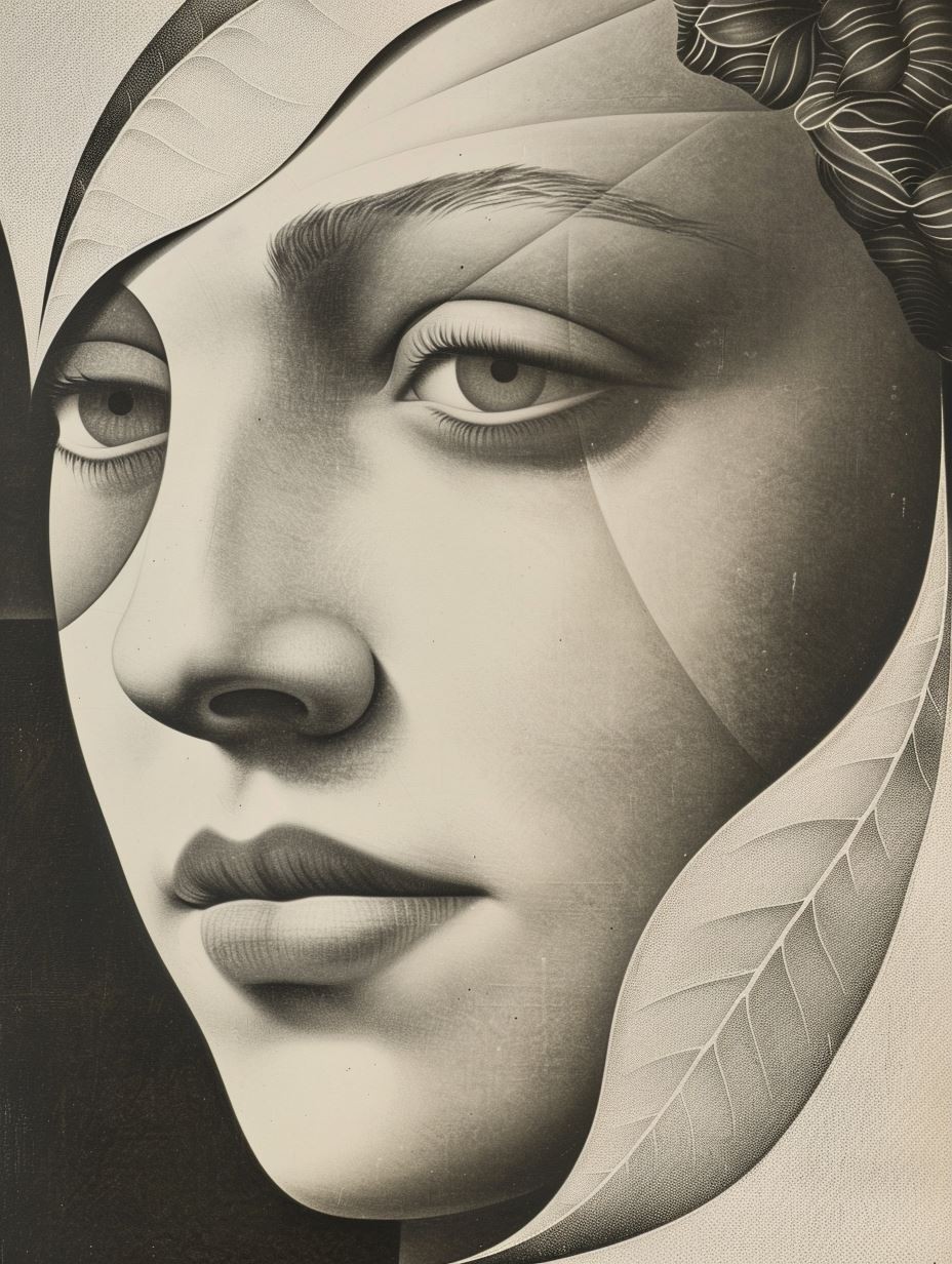 Fragmented Monochrome Surrealist Portrait - Image 3