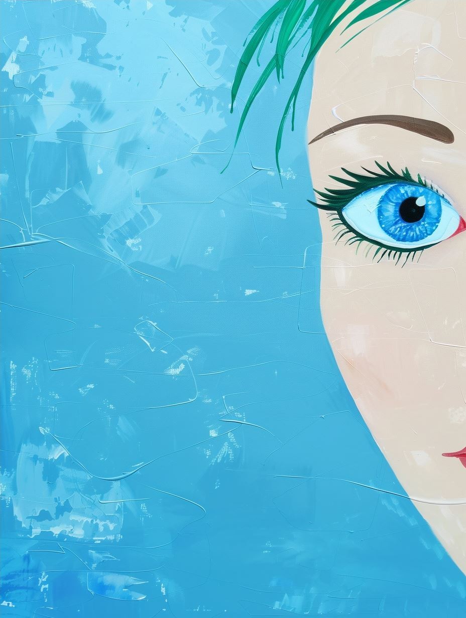 Azure Gaze in Watercolor - Image 4