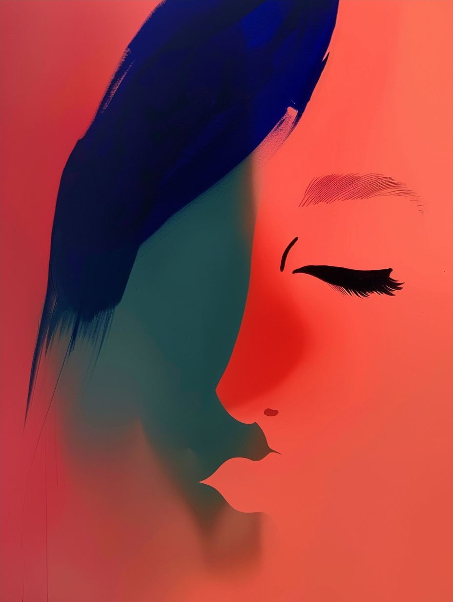 Crimson Dream Minimalist Portrait - Image 4