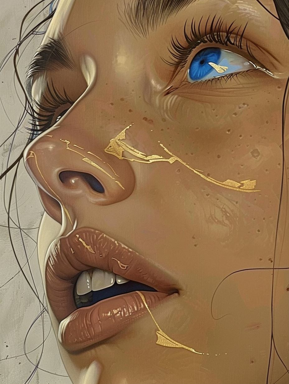 Golden Gaze: A Study in Blue Eyes - Image 1
