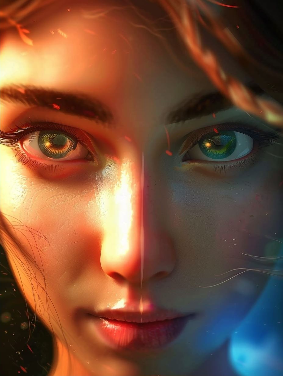Radiant Amber Glow Portrait - Image 2