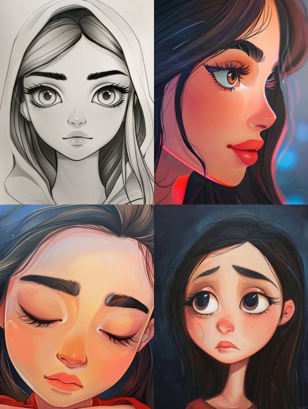 Digital Art Portraits of Expressive Young Women
