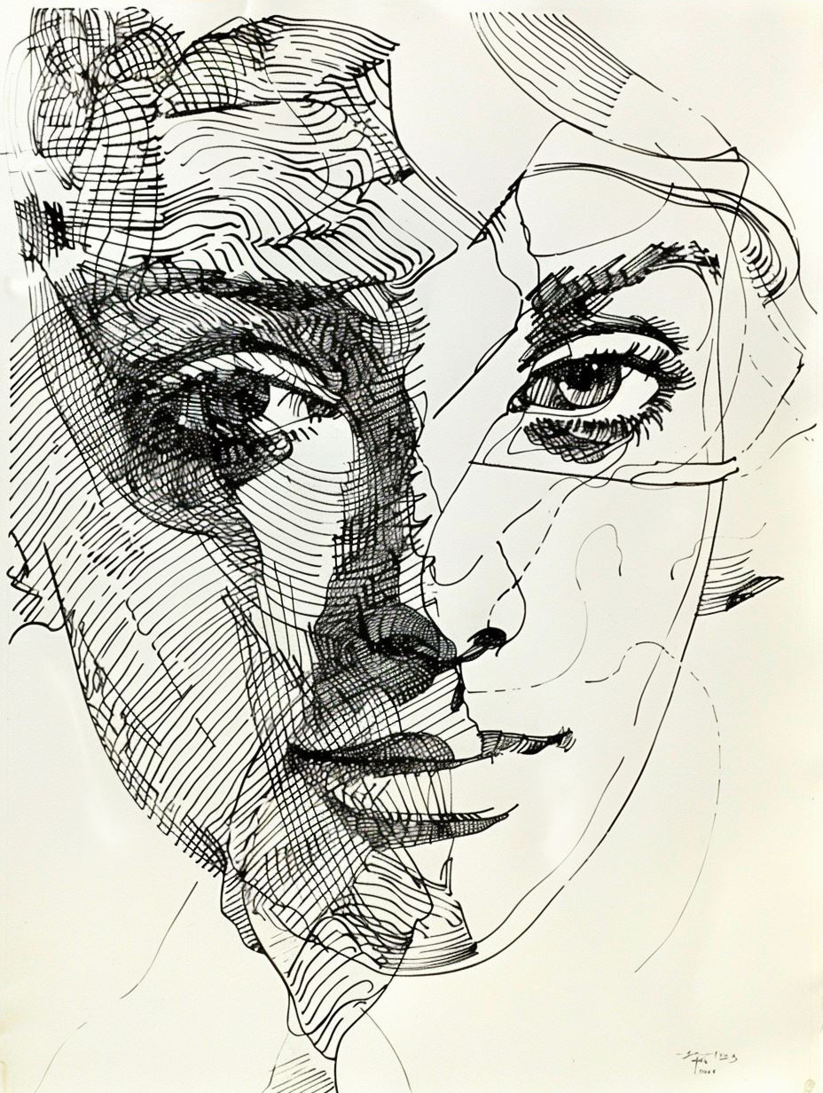 Intricate Linear Portrait Study - Image 3
