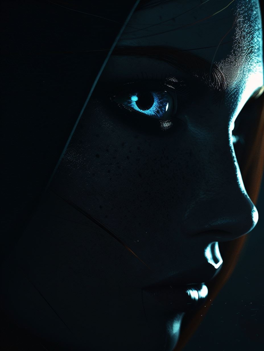 Neon Gaze Cybernetic Portrait