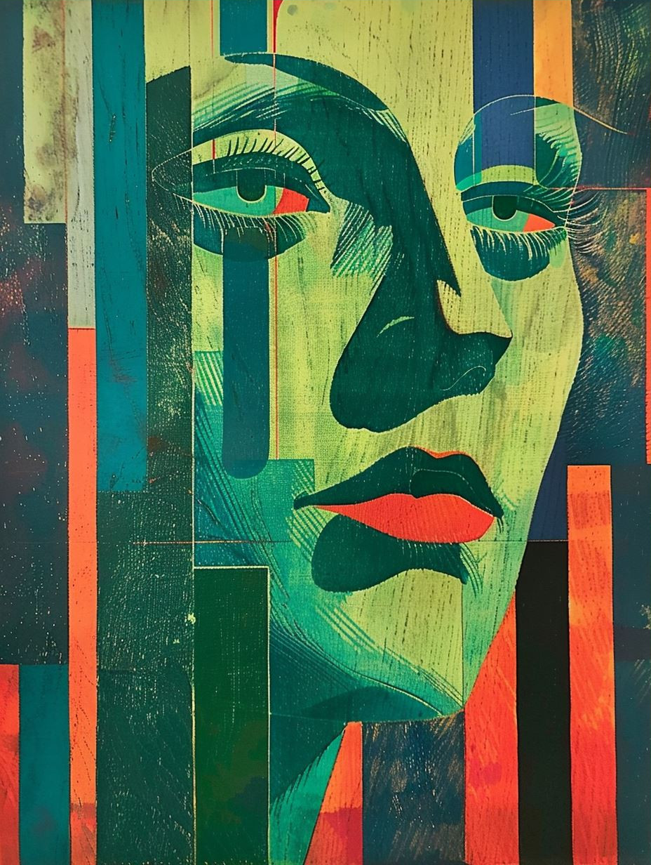 Geometric Prism Portrait in Teal - Image 3