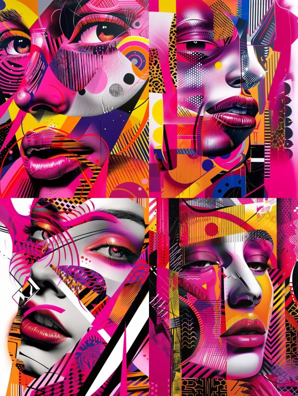 Neon Geometric Portrait Fusion