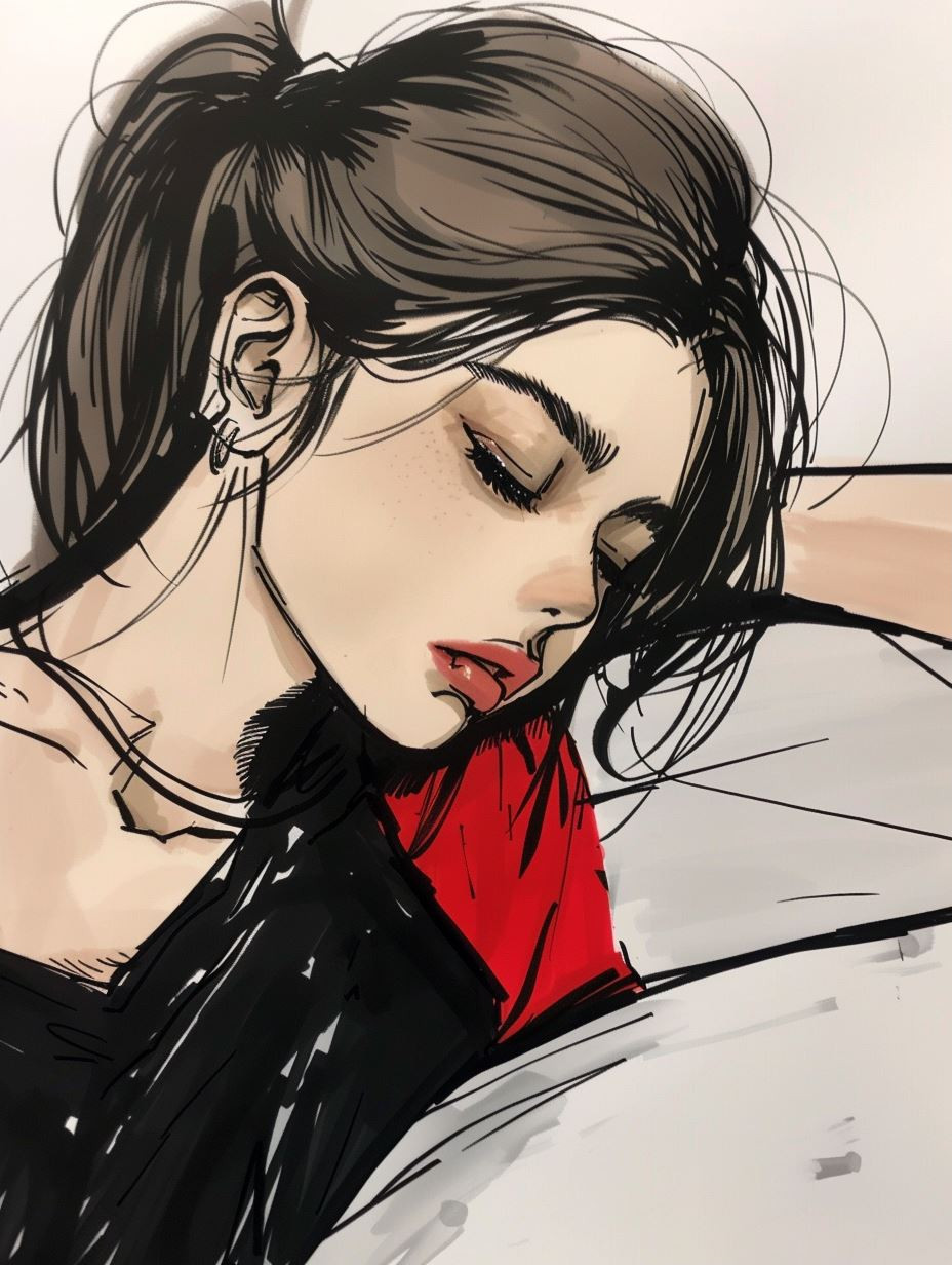Melancholy Ink and Crimson Hue - Image 1