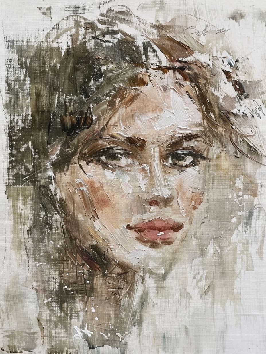 Ethereal Gaze in Abstract Oil - Image 4