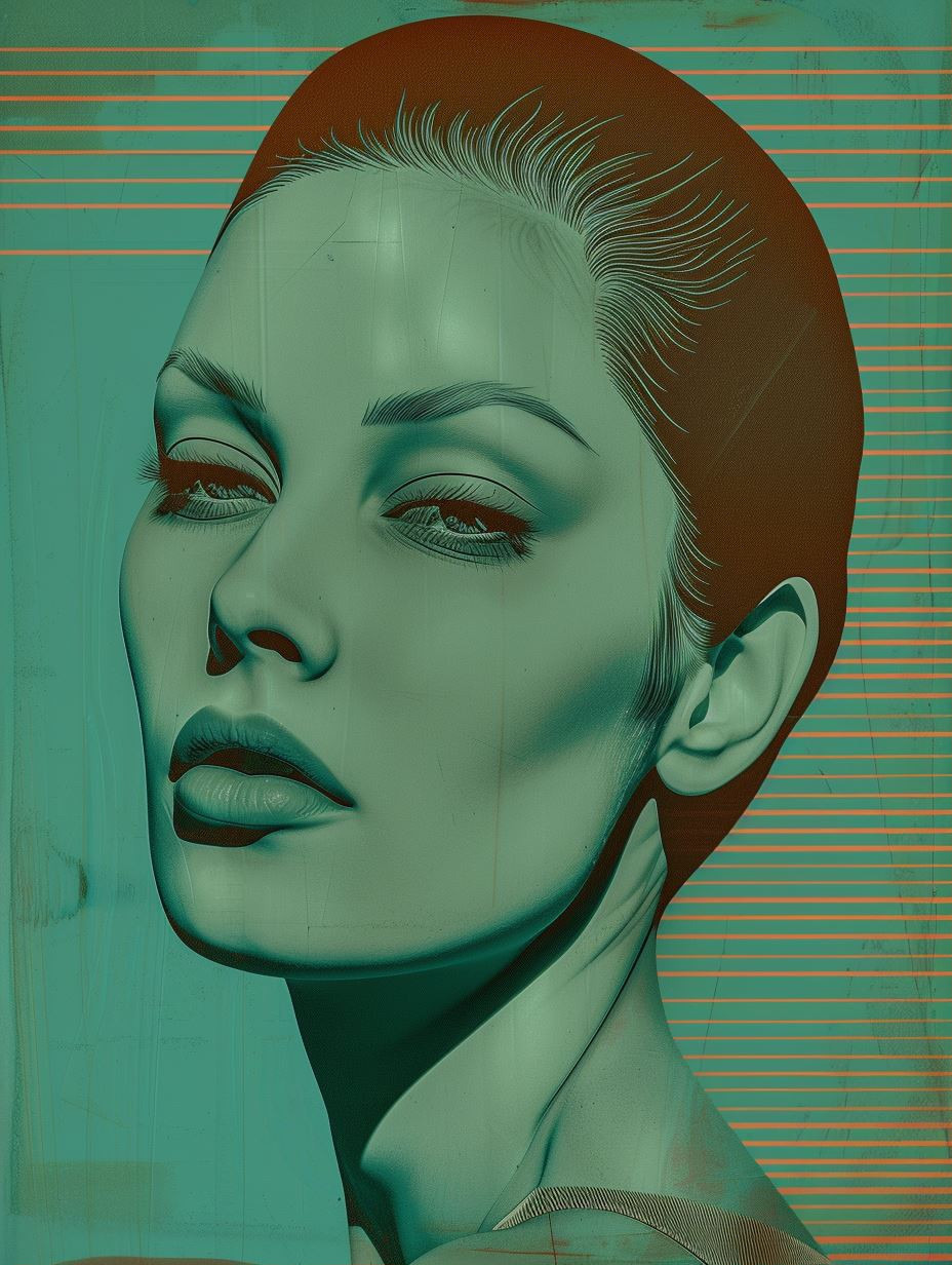 Retro Futurist Teal Portraits - Image 1