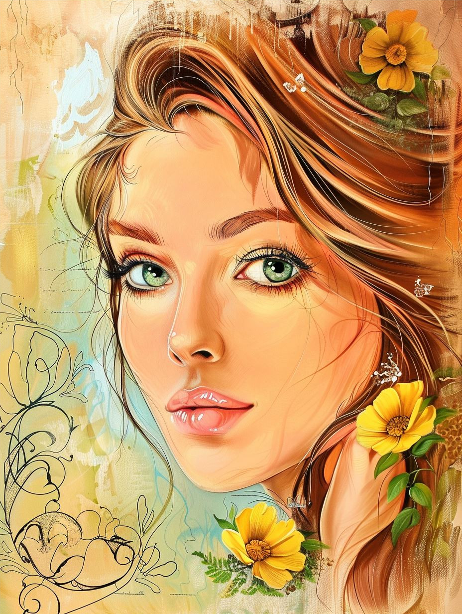 Golden Ethereal Floral Portraits - Image 4
