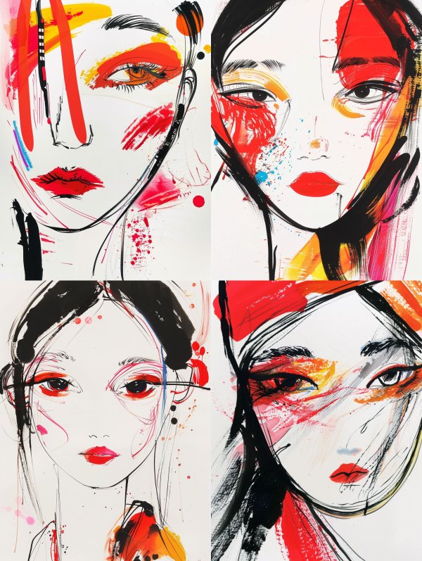 Abstract Expressionist Asian Portraits