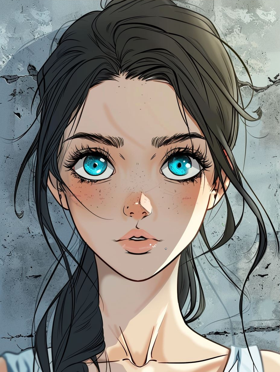 Azure Gaze: Anime Girl Portrait Study - Image 3