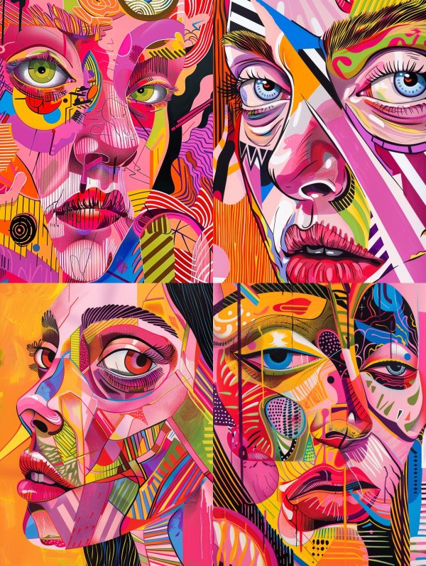 Vibrant Fragmented Psychedelic Portraits