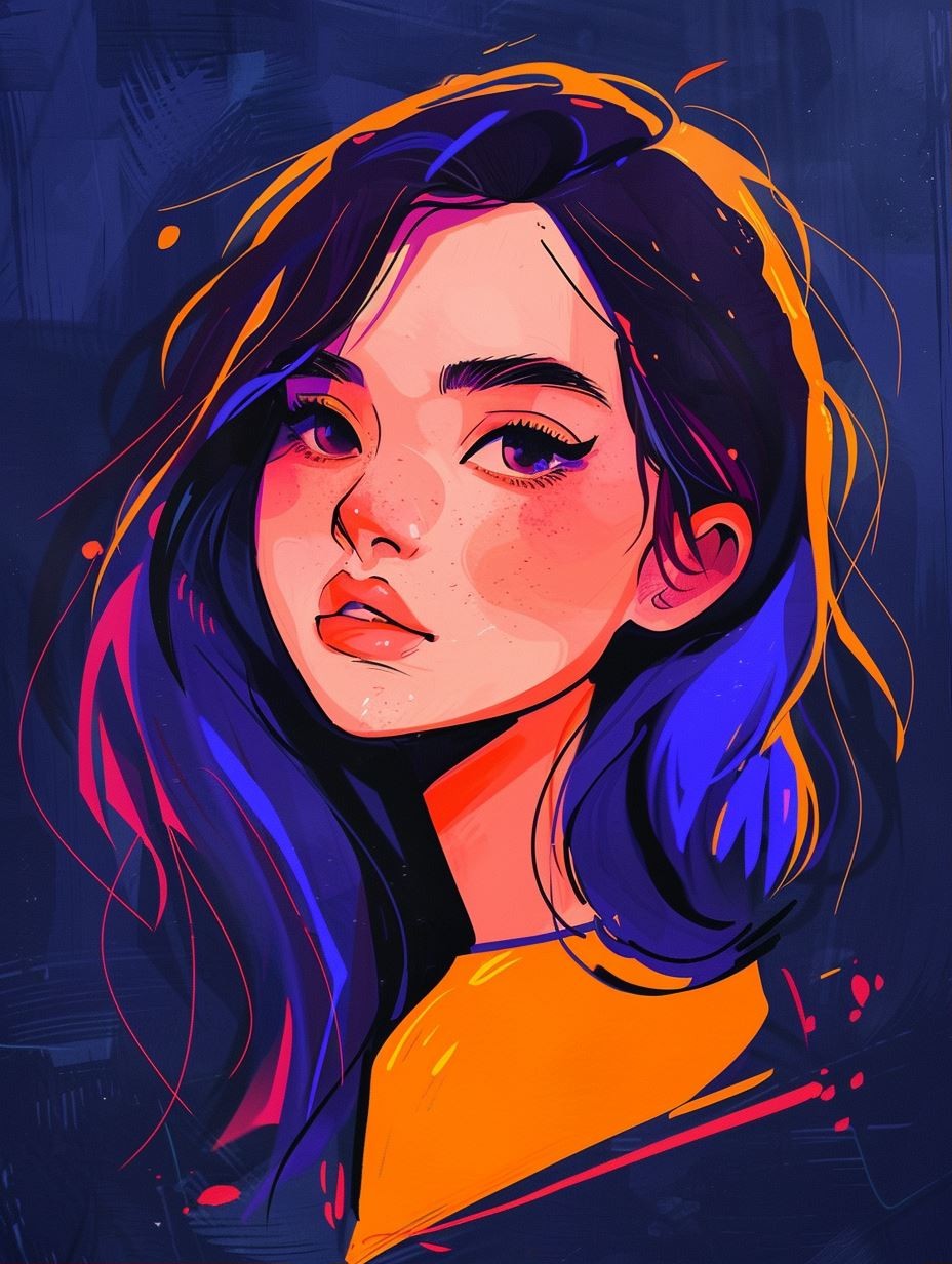 Neon Twilight Digital Portrait