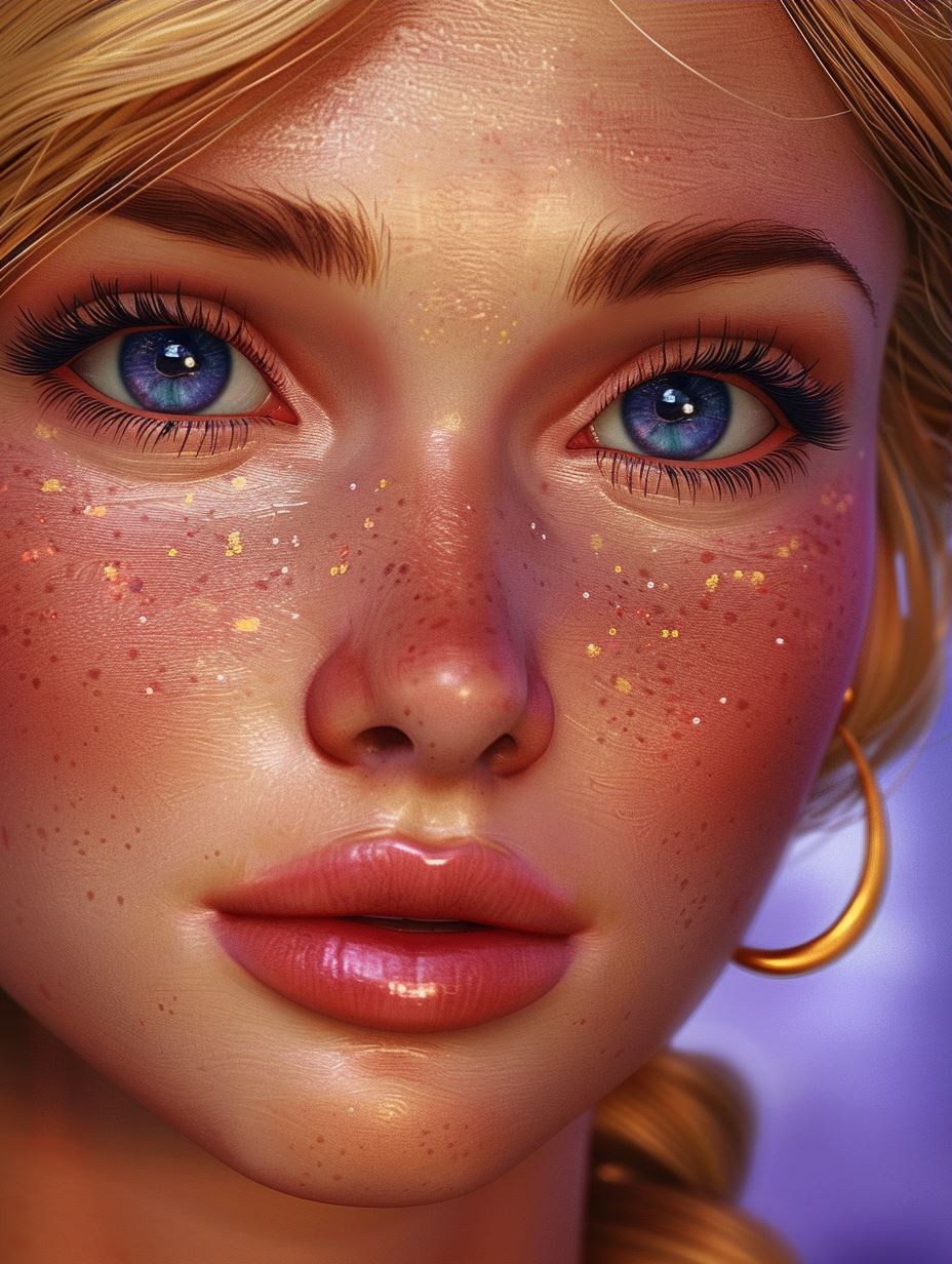 Ethereal Beauty in Golden Freckles - Image 3