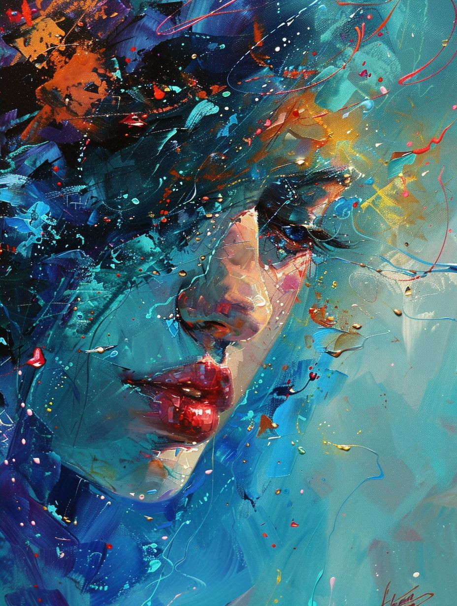 Azure Dreams: Abstract Portraits of a Woman - Image 4