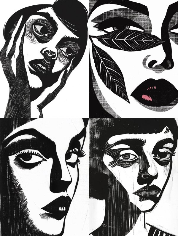 Abstract Noir Ink Portrait