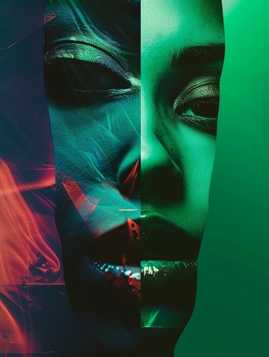 Neon Fragmented Portrait Study - Image 1