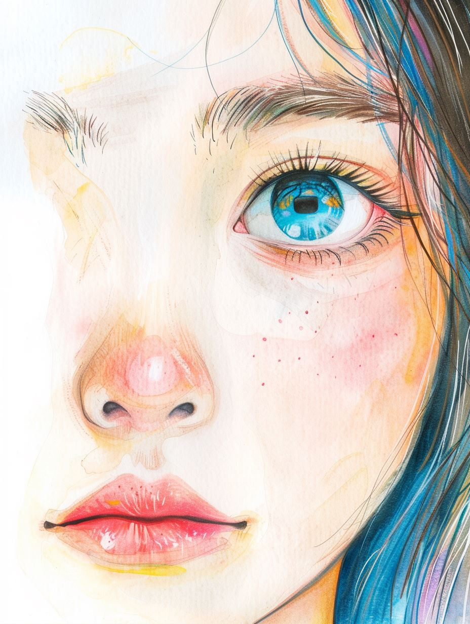 Ethereal Gazes in Digital Watercolor - Image 1