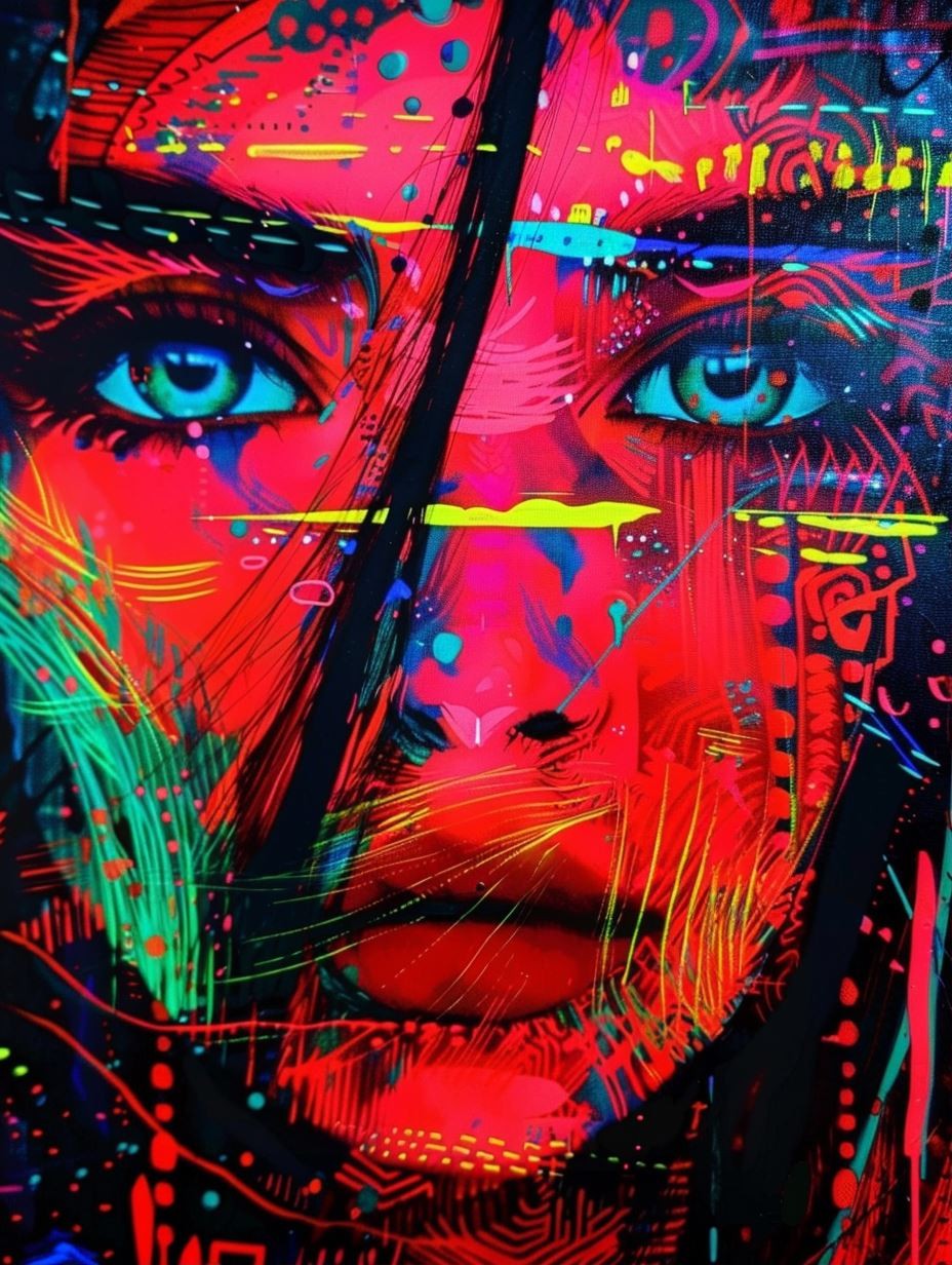 Neon Glitch Cyber Portrait