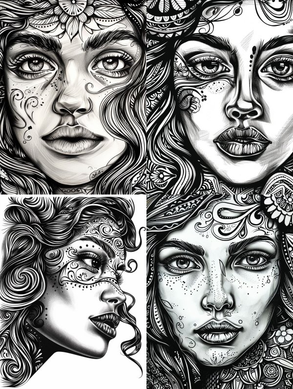 Intricate Monochrome Ethereal Portrait