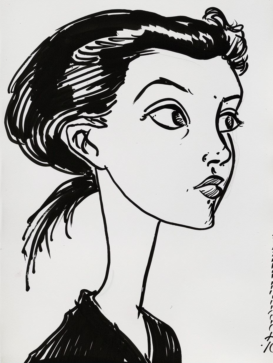 Bold Ink Expressionist Portrait - Image 2