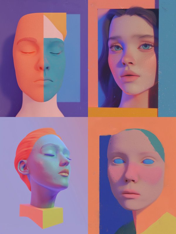 Prismatic Surrealist Portrait Studies