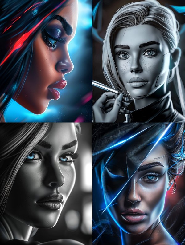 Neon Cybernetic Portrait Series