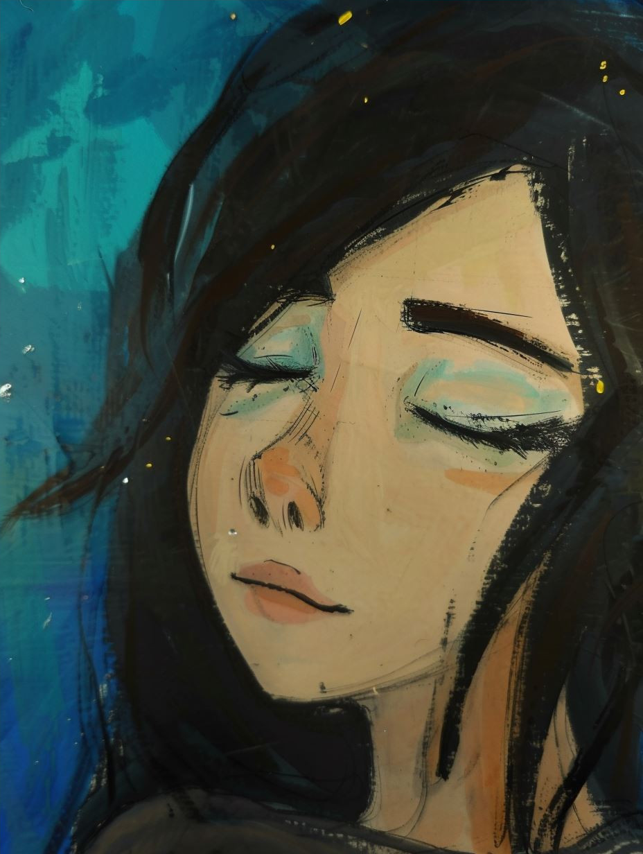 Azure Gaze Mixed Media Portrait - Image 4