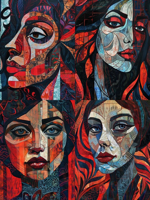 Fragmented Souls in Vibrant Abstract Portraits