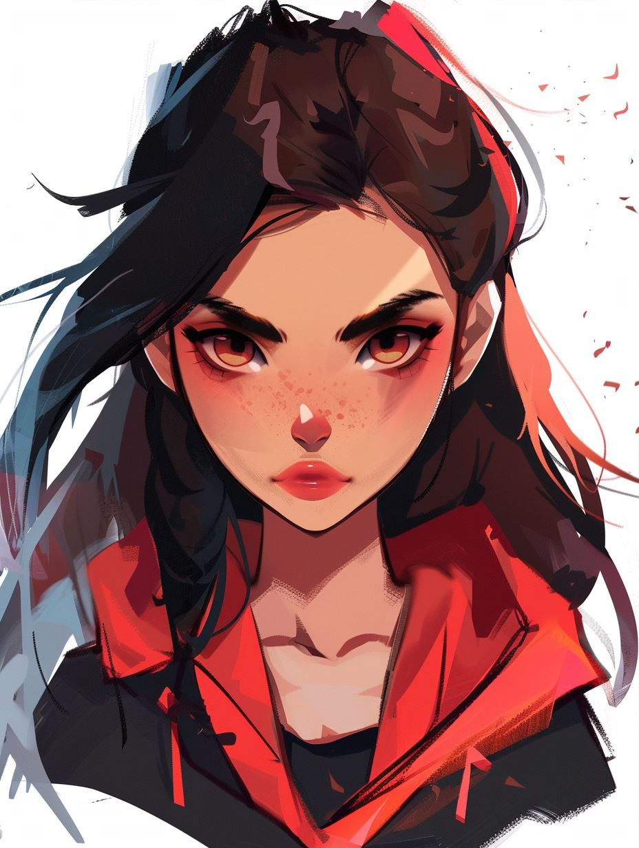 Crimson Brushstroke Muse - Image 3