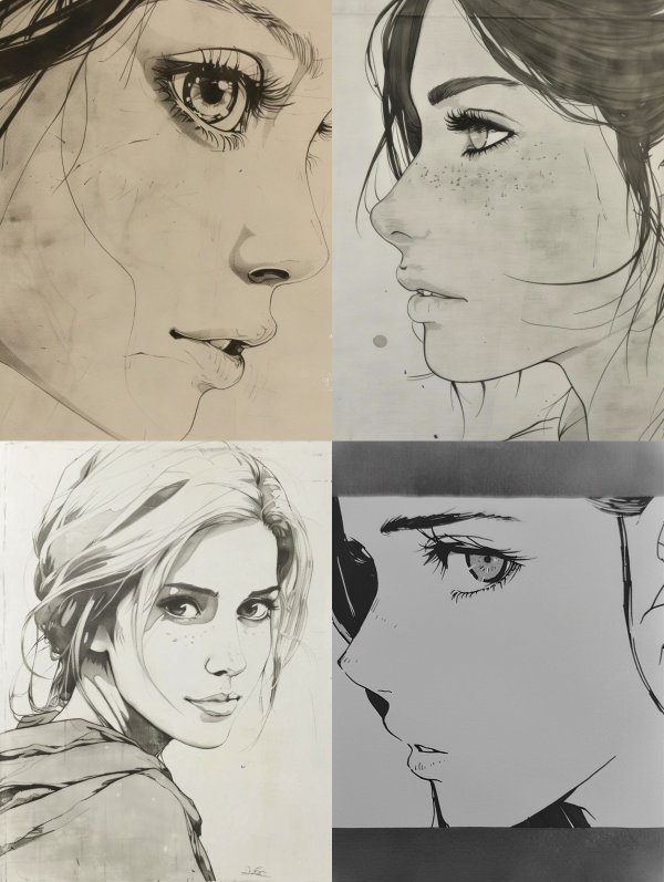 Ethereal Gazes: A Study in Ink