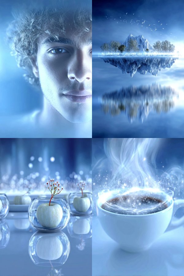 Dreamy Blue Surrealist Collage