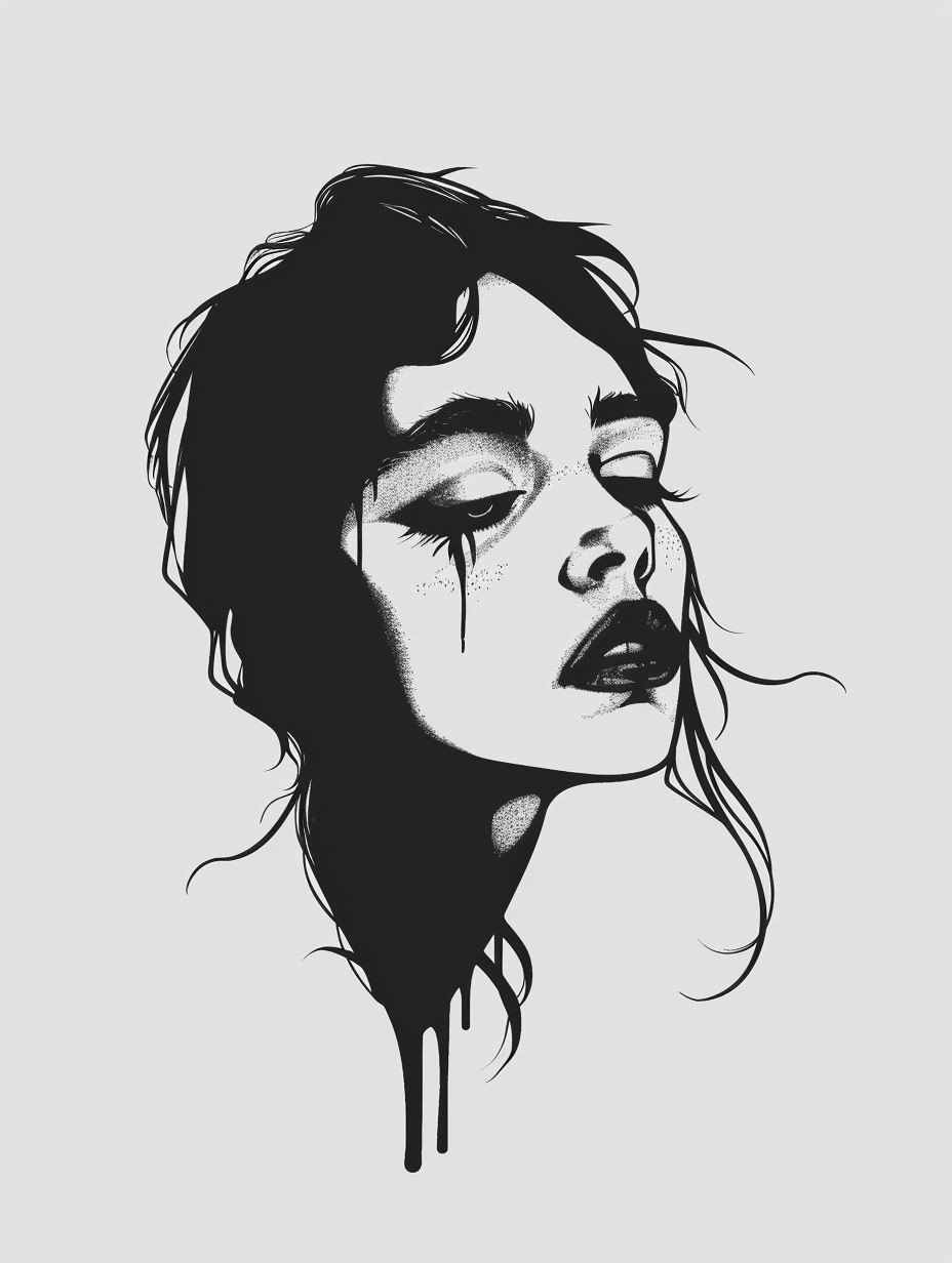 Melancholic Noir Ink Portraits - Image 3