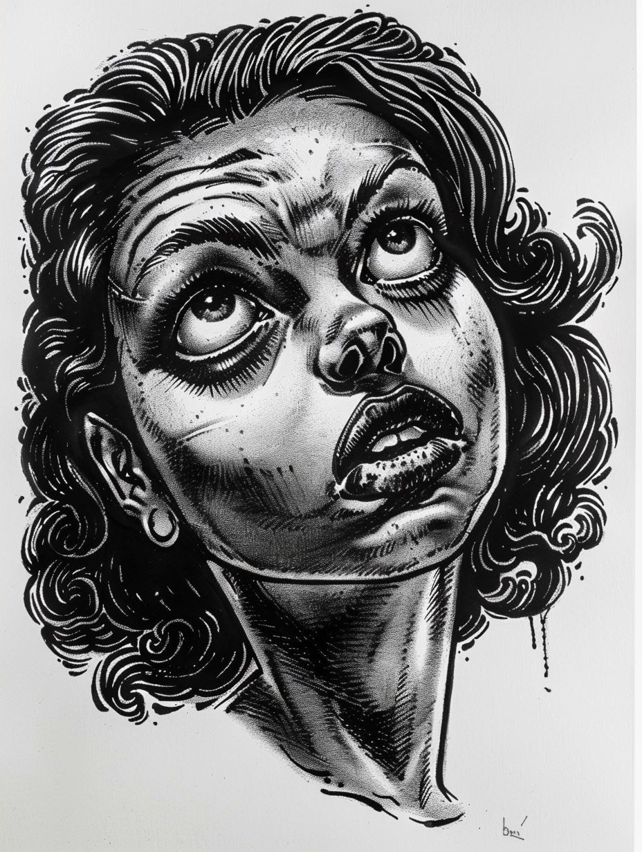 Bold Ink Portrait with Freckles - Image 2